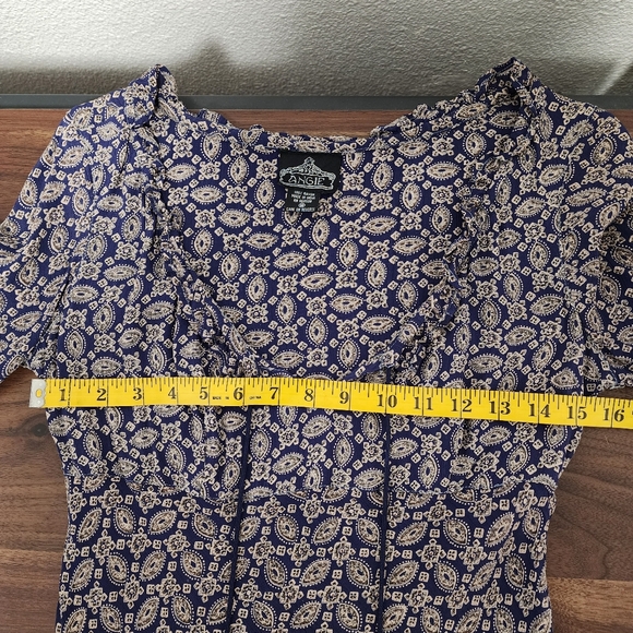 Angie Y2K Navy Blue Rayon 1/2 Sleeve Ruffle Dress - Picture 6 of 7